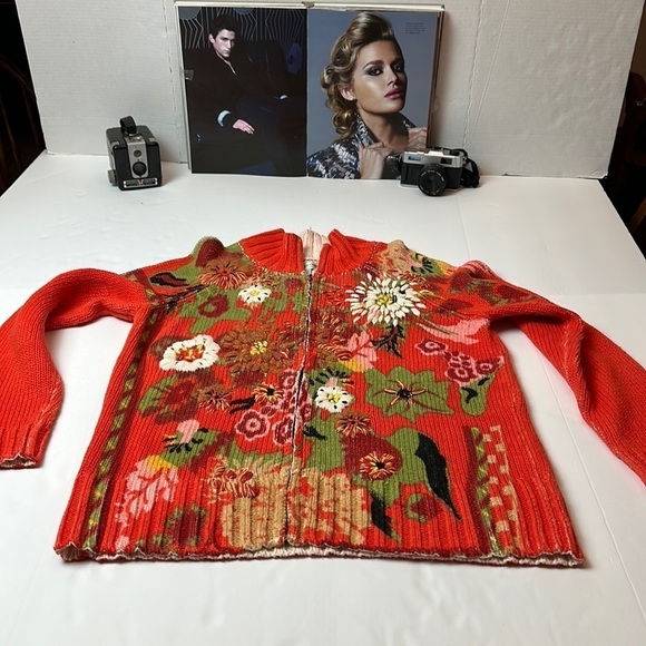 Coldwater Creek embroidered zip up cardigan sweater - Picture 1 of 10